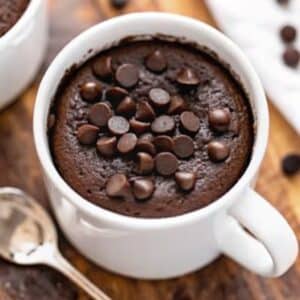 brownie in a mug with brownie mix