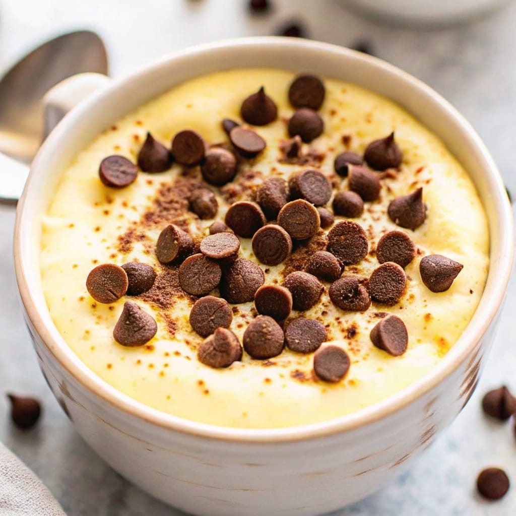 Chocolate Chip Mug Cake That’s Ready in Minutes: Simple, Gooey, Delicious 6 gooey chocolate chip mug cake with spoon