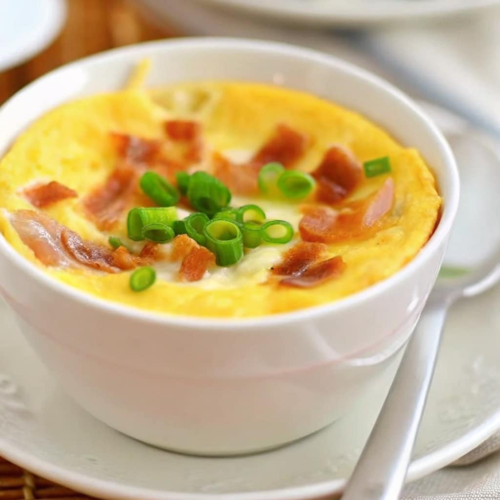 Microwave mug quiche recipe with steam