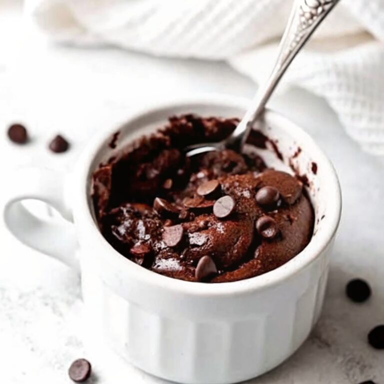 High-Protein Mug Cake: Fast, Delicious & Guilt-Free Microwave Recipe 4 High-protein mug cake in ceramic mug with chocolate